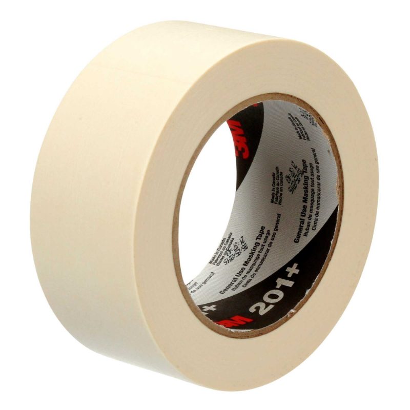 3M™ General Use Masking Tape, 201+, tan, 4.53 in x 60 yd (115 mm x 55 m), 8 rolls/case