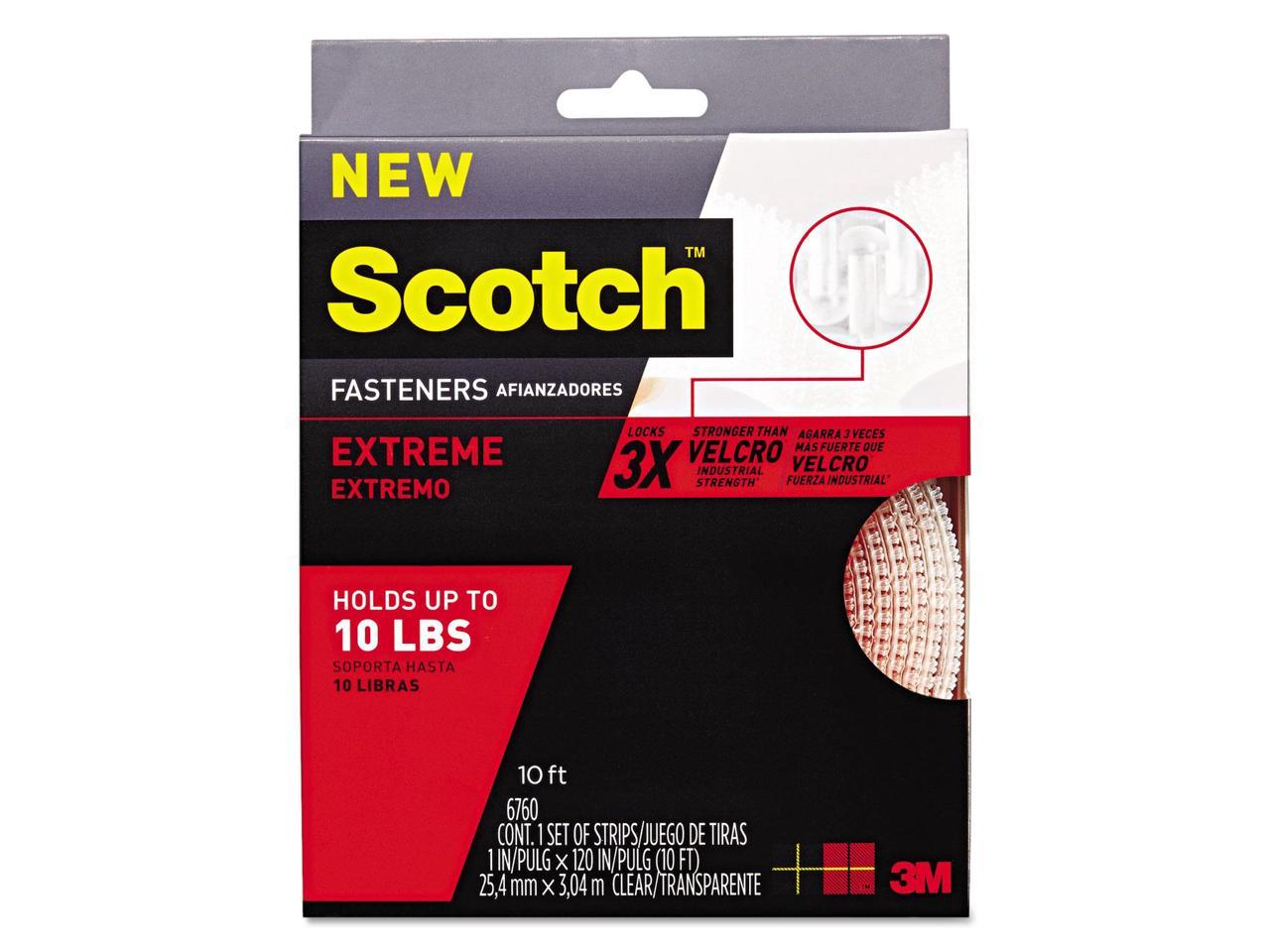 Scotch™ Extreme Fasteners RF6760, 1 in x 10 ft (25.4 mm x 3.04 m), Clear, 1 Set of Strips