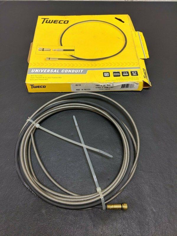 Tweco® 44-3545-15 Universal Conduit Liner Steel Wound, For Steel Wire, 300-450Amps, .035-.045", 15 Ft.