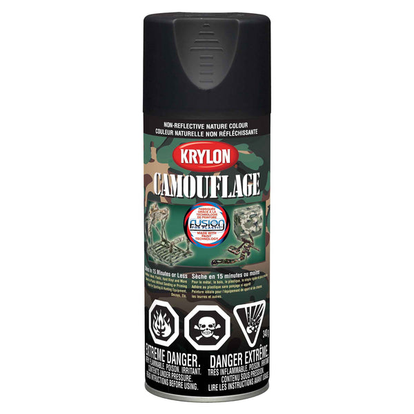 Krylon® Camouflage Paint, Flat, Black, 340 g
