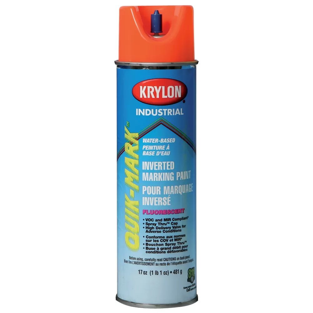 Krylon® Industrial Quik-Tap™ Quik-Mark® TallBoy™ Water-Based Inverted Marking Paint, Flat, Fluorescent Caution Blue, 22 oz