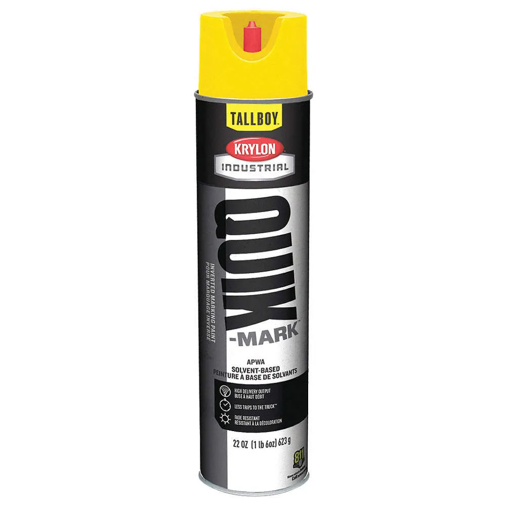 Krylon® Industrial Quik-Tap™ TallBoy™ Solvent-Based Marking Paint, High Visibility Yellow, 22 oz