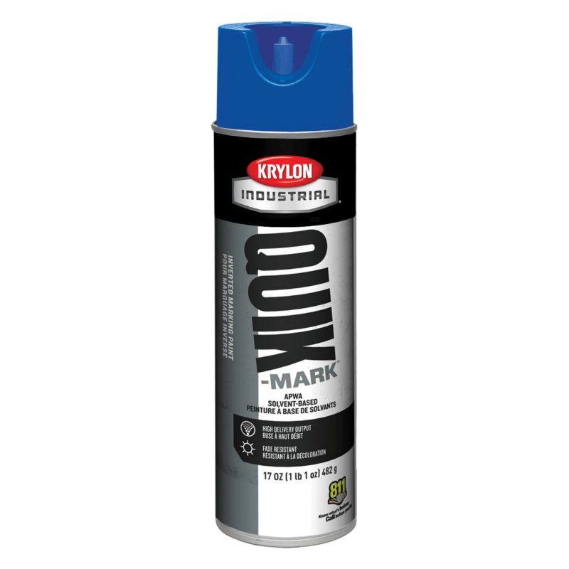 Krylon® Industrial Quik-Tap™ TallBoy™ Solvent-Based Marking Paint, APWA Blue, 22 oz