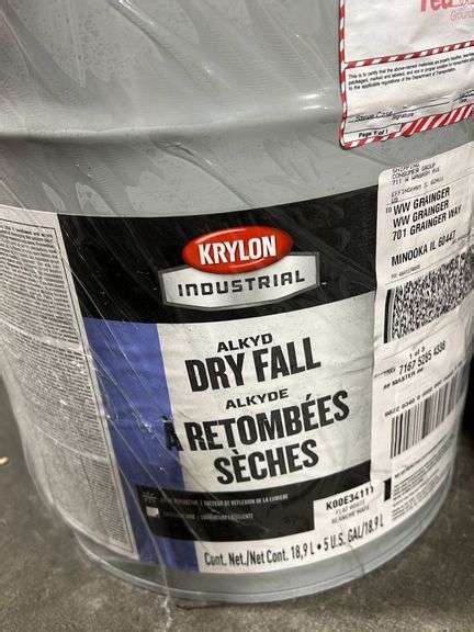 Krylon® Industrial Waterborne Dry Fall, Flat, White, 5 Gallon