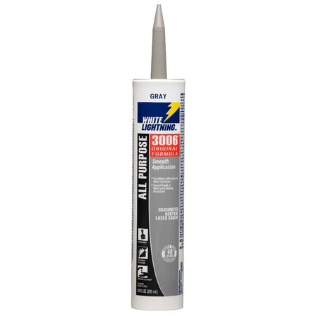 White Lightning 3006 All Purpose Adhesive Caulk, Gray, 295 mL