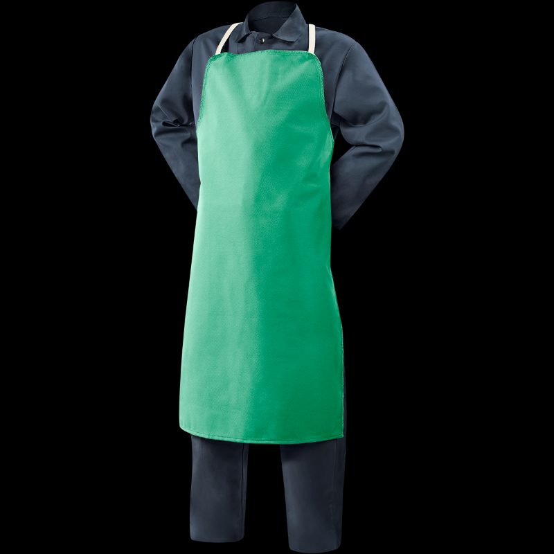Economy Green FR Cotton Bib Apron: 24” W x 40” H, 9 oz. Green FR Cotton