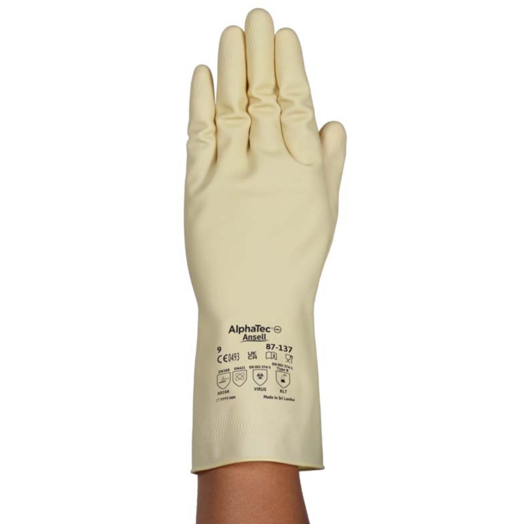 AlphaTec® 87-137 Unsupported, Natural Natural Latex Rubber, Reversed Lozenge, Beaded