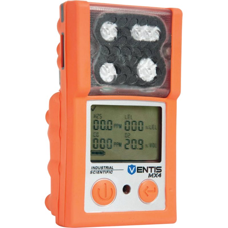 Ventis MX4 Personal Gas Monitor, LEL (Pentane), H2S, Li-ion Extended Run Time Battery, No Pump, Orange, UL/CSA, French