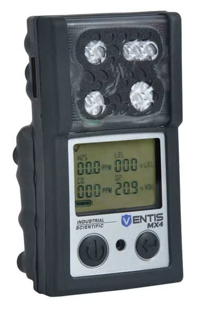 Ventis MX4, LEL (Pentane), CO/H2 Low, H2S, O2, Slim Extended Li-ion Battery, Auto Charger, Without Pump, Black, UL/CSA, English