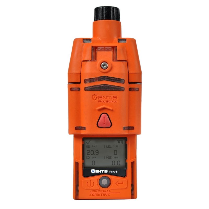 Ventis Pro5 Personal Gas Monitor, Cl2, Li-ion Slim Extended Battery, Desktop Charger, No Pump, Orange, UL/CSA, LENS Wireless, En