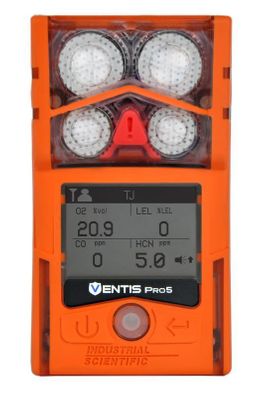 Ventis Pro5 Personal Gas Monitor, H2S, NH3, Li-ion Extended Run Time Battery, Desktop Charger, Pump, Black, UL/CSA, Spanish