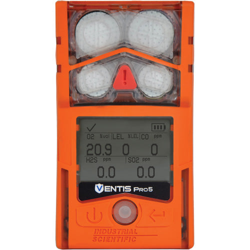Ventis Pro5 Personal Gas Monitor, CO2/HC (IR), CO/H2 Low, O2, Li-ion Extended Run Time Battery, Desktop Charger, Pump, Black, UL