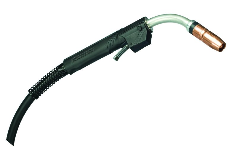 Bernard W-Gun W/C Mig Gun, 12ft, Standard Trigger 45 Deg Long Neck Centerfire 3/64in (1.2mm) – Aluminum Miller
