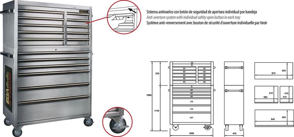 EGA Master ROLLER CABINET 10 DRAWERS CLOSET (BLUE)