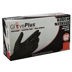 XL Black GlovePlus Powder Free Textured Industrial Nitrile Glove