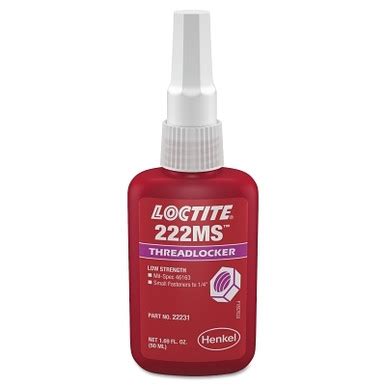 Threadlocker 222MS Low Strength/Small Screw/Mil-Spec. 0.5 ml Capsule