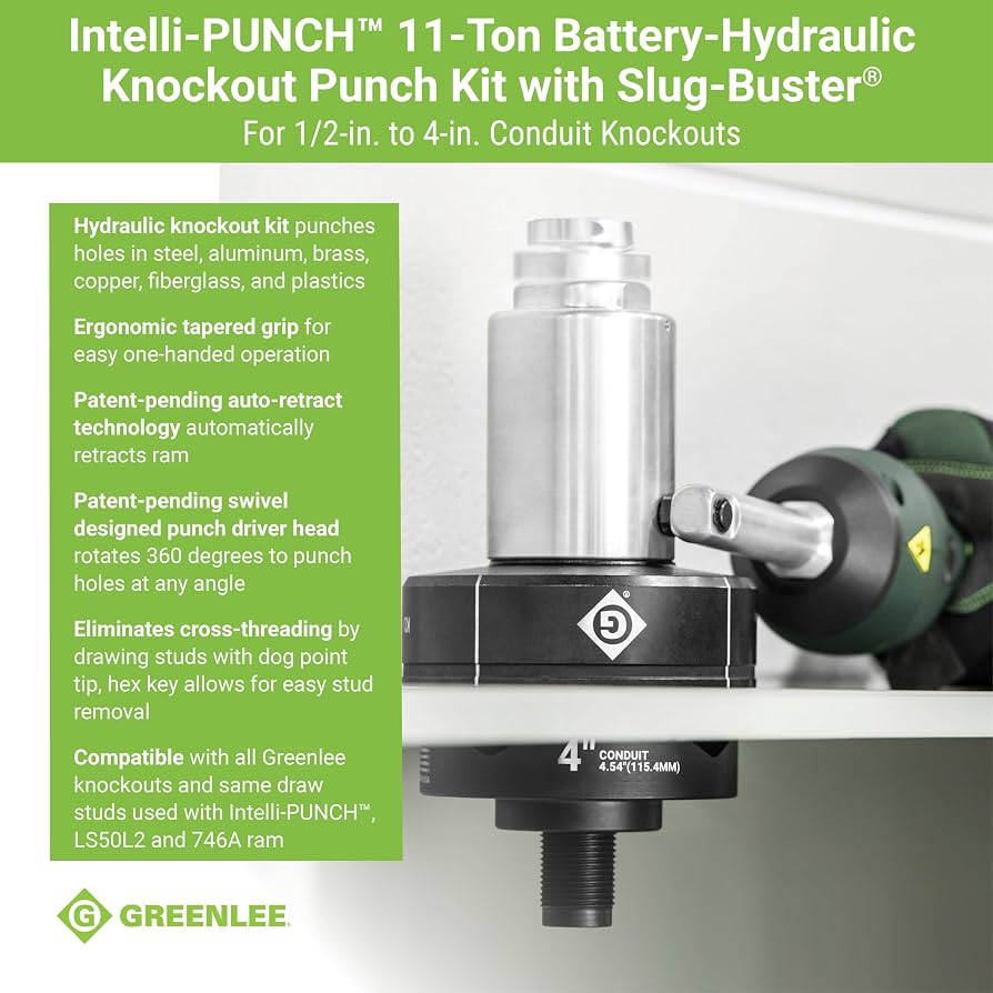 Intelli-Punch® 11-Ton Tool with SlugSplitter® Knockouts 1/2" TO 3" and 4"