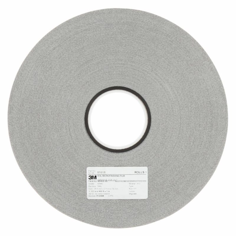 3M™ Microfinishing Film Roll 373L, 15 Mic 5MIL, 0.827 in x 1200 ft x 3 in (21mmx365.75m), Plastic Core, ASO, ERMR, 4 ea/Case