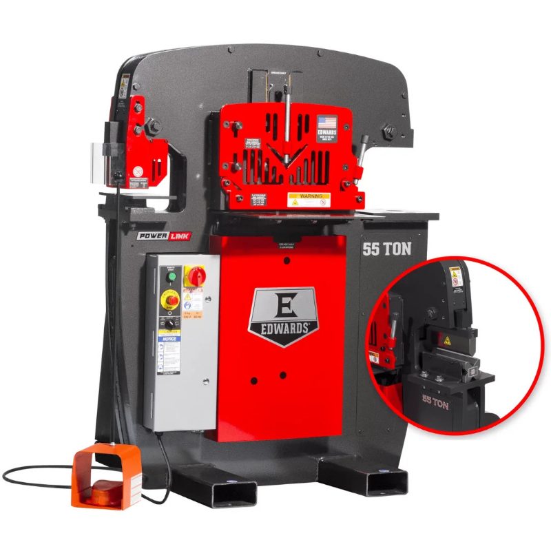 55 Ton Ironworker 3 Phase, 208 Volt, PowerLink,10" Brake