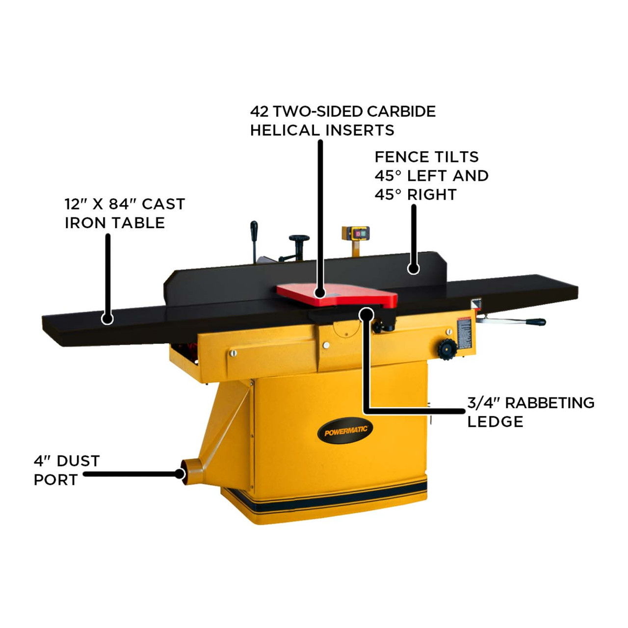 1285T 12" Parallelogram Jointer with ArmorGlide, 3HP 1PH 230V