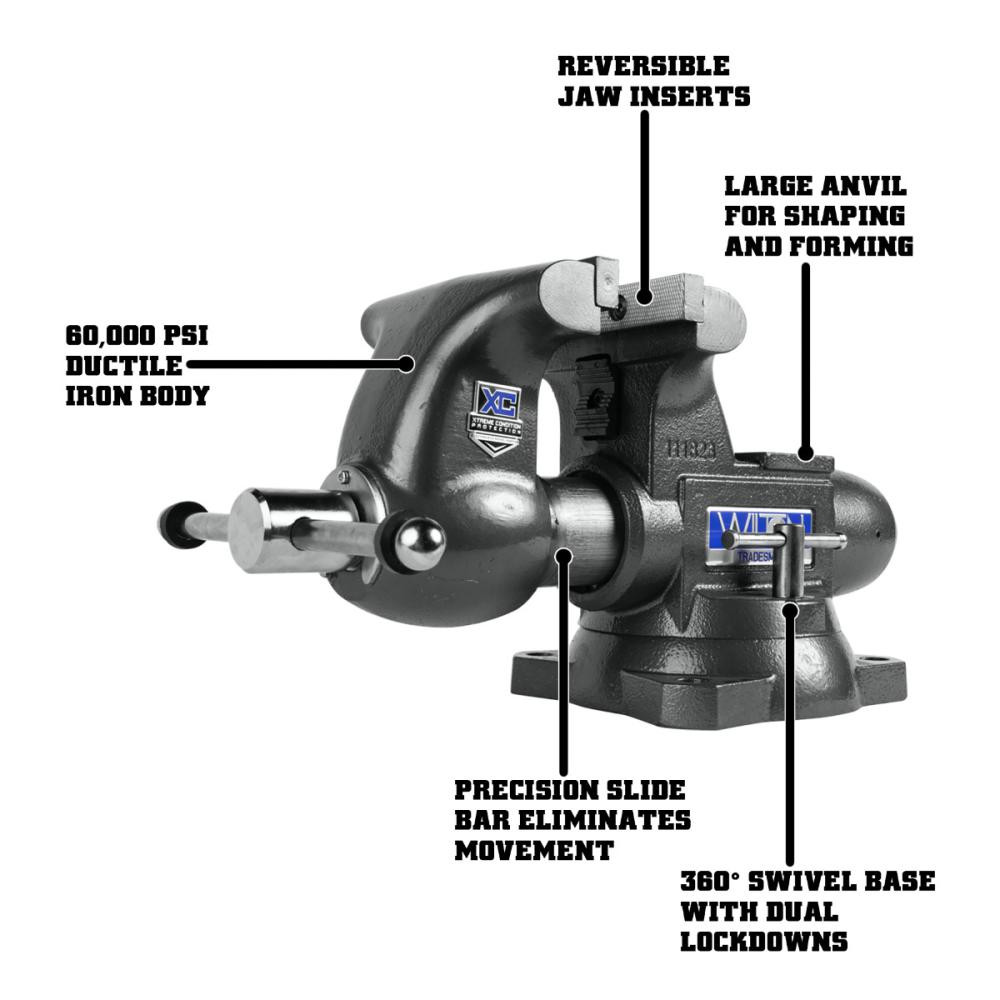 1755XC, Tradesman XC 5-1/2” Xtreme Condition Round Channel Vise with Swivel Base