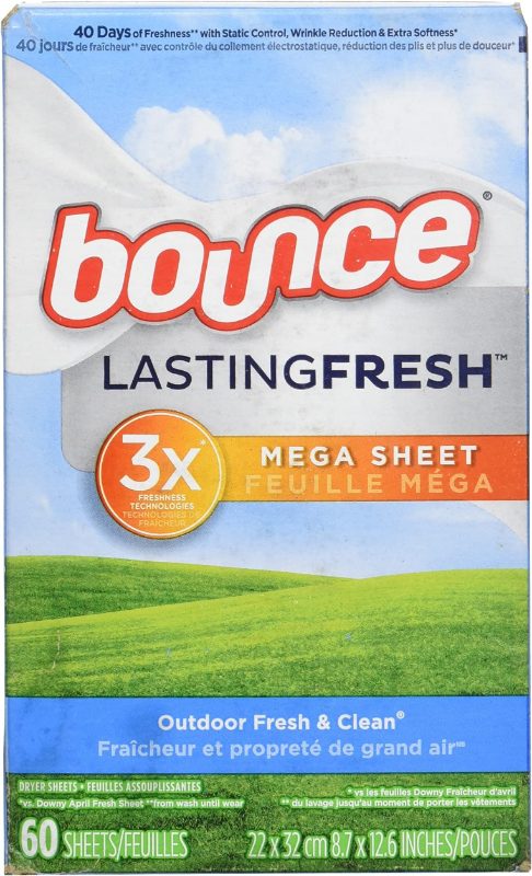 Bounce Mega Dryer Sheets, Fresh Breeze, 120 Count, Mega Fabric Softener Sheets with Static Control, Wrinkle Reduction, Extra Sof
