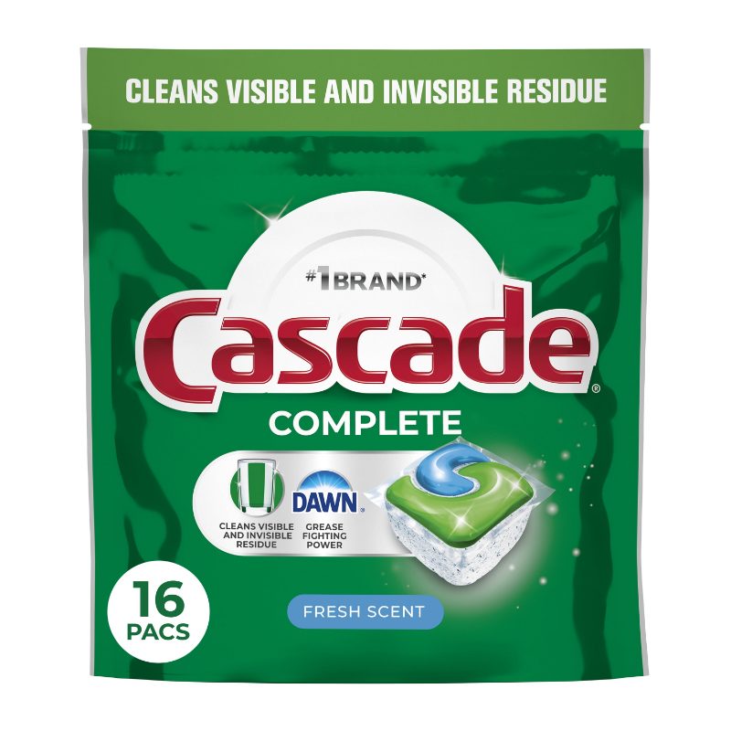 Cascade Complete Dishwasher Pods, Dishwasher Detergent, Dish Detergent Soap, Fresh, 15 count