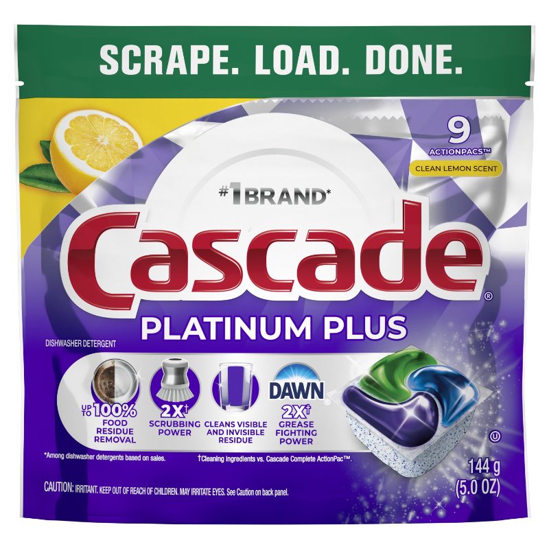 Cascade Platinum Plus Dishwasher Pods, Dishwasher Detergent, Dish Detergent Soap, Lemon, 30 Count