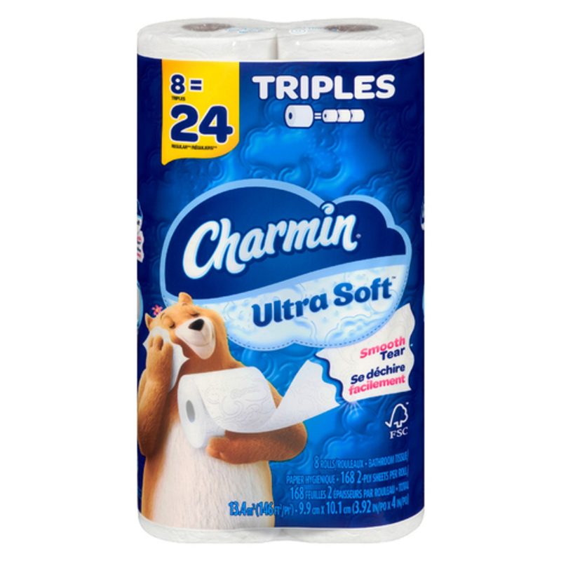 Charmin Ultra Soft Toilet Paper 8 Triple Rolls, 168 Sheets Per Roll