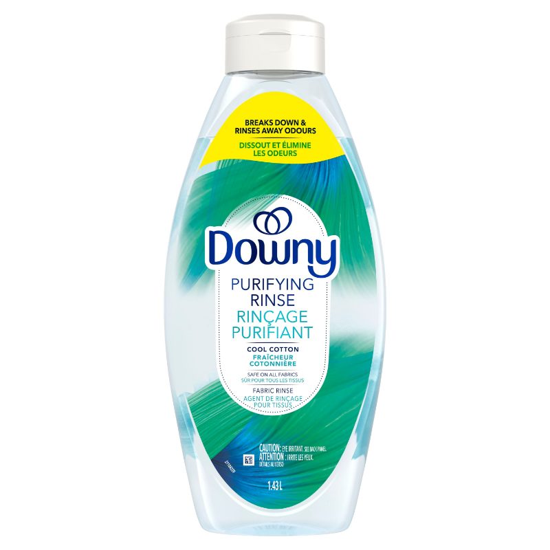 Downy Purifying Rinse Laundry Odour Remover, Cool Cotton Scent, 1.41 L, Fabric Softener and Laundry Odour Removal Rinse, Fights
