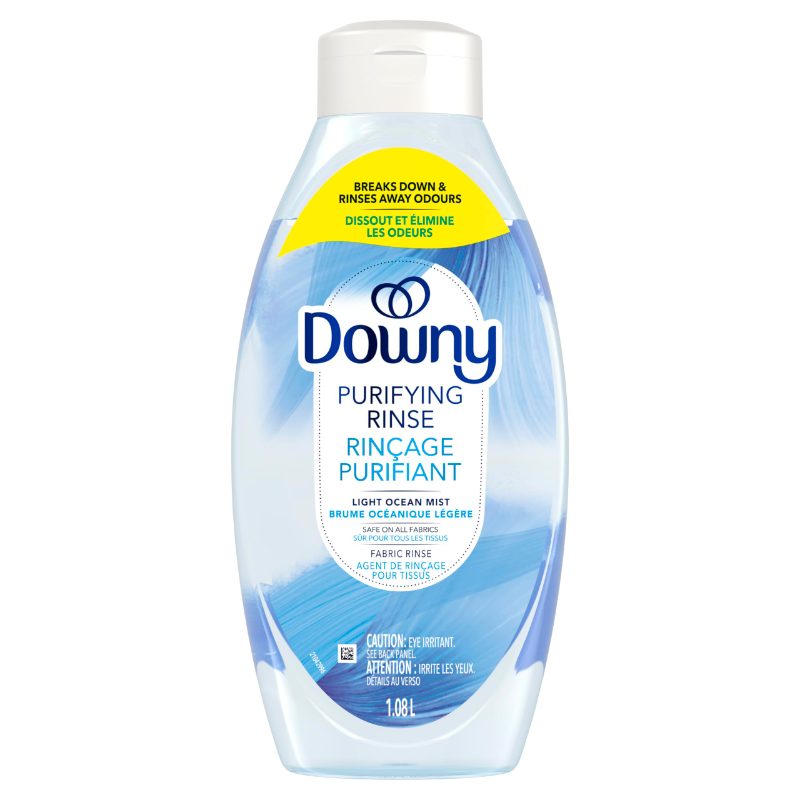 Downy Purifying Rinse Laundry Odour Remover and Fabric Softener, Ocean Mist, 1.08 L, Safe On All Fabrics, HE Compatible