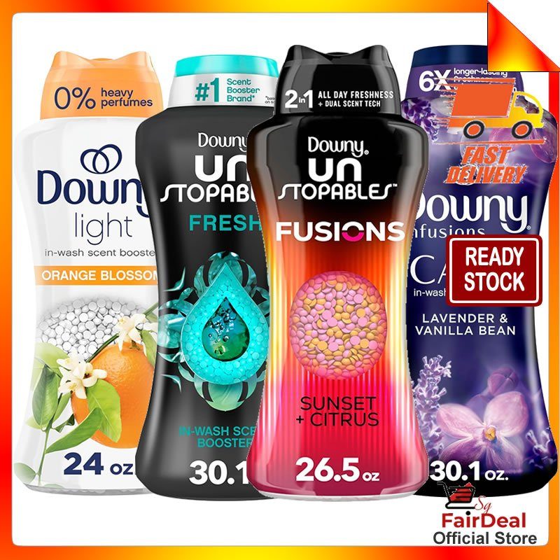 Downy Unstopables Fusions In-Wash Laundry Scent Booster Beads, Sunset & Citrus Scent, 598g, 2-in-1 All Day Freshness + Dual Scen