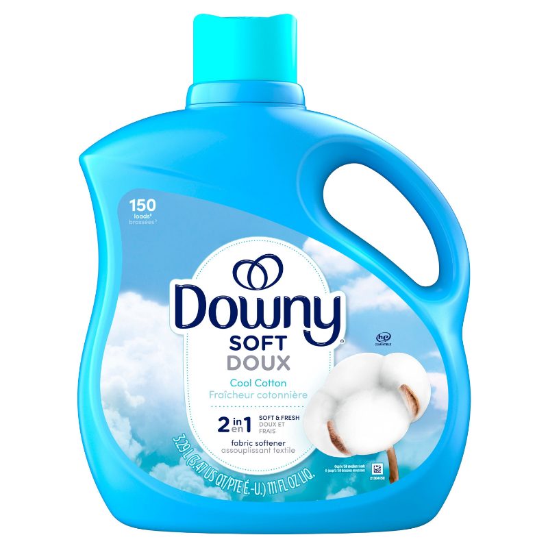 Downy Soft, 2 in 1 Soft and Fresh Liquid Fabric Softener, Cool Cotton, 3.29 L, 150 Loads, Fabric Conditioner Liquid provides sof