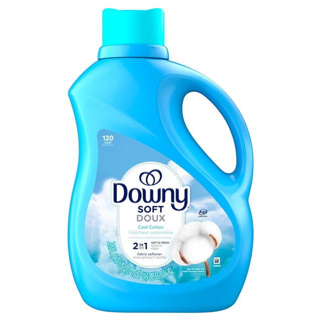 Downy Soft, 2 in 1 Soft and Fresh Liquid Fabric Softener, Cool Cotton, 2.63 L, 120 Loads, Fabric Conditioner Liquid provides sof