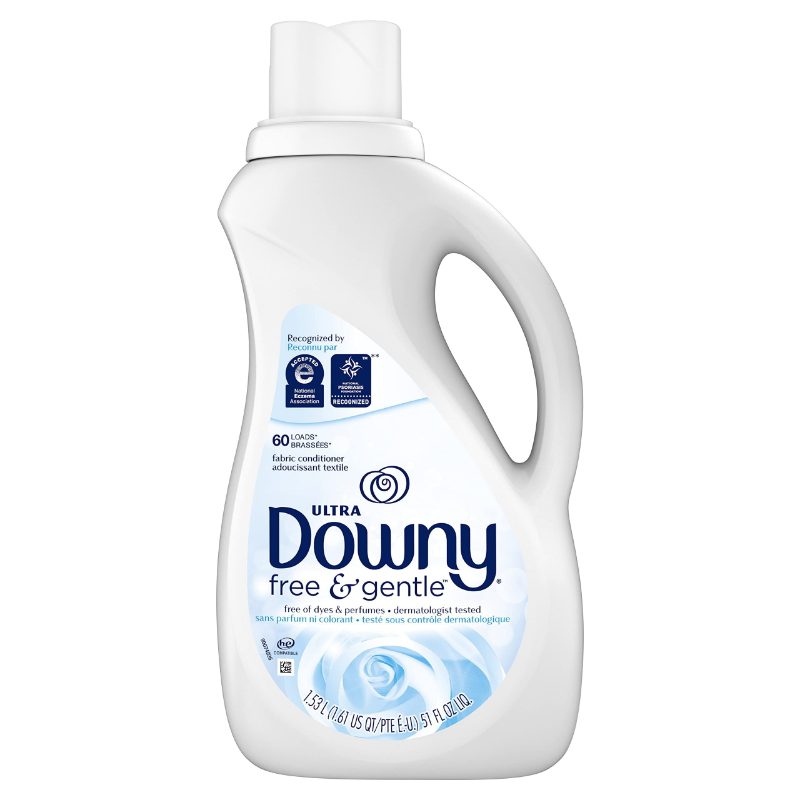 Downy Free & Gentle Liquid Fabric Softener, 1.31 L, 60 Loads, Hypoallergenic, Sensitive Skin Friendly Fabric Conditioner Liquid