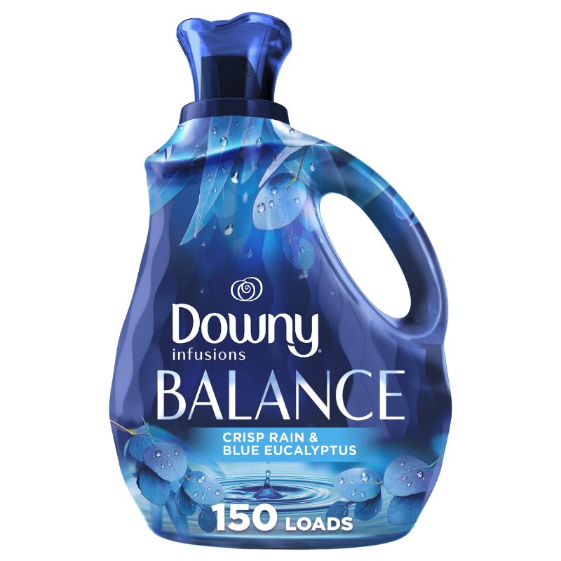Downy Ultra Soft Fabric Softener Liquid, Balance, Crisp Rain and Blue Eucalyptus, 26 fl oz, 39 Loads
