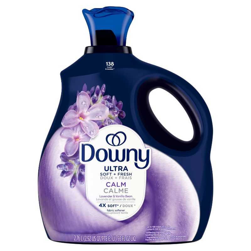 Downy Ultra Soft Plus Fresh Fabric Softener Liquid, Calm, Lavender and Vanilla Bean, 768 mL, 39 Loads, Downy Fabric Softener, La