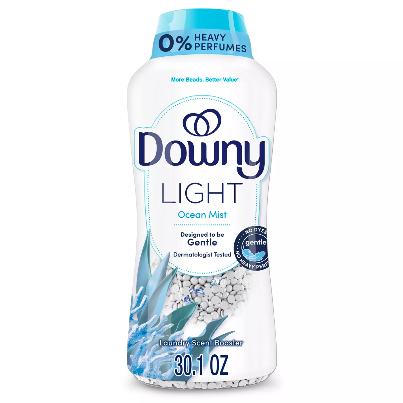 Downy Light Laundry Scent Booster Beads, Ocean Mist Scent, 141 g, In-wash fabric beads designed to be gentle with a light boost
