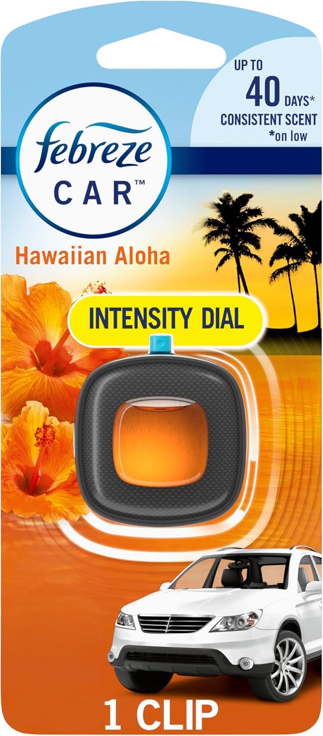 Febreze Car Air Freshener, Odor-Fighting Automotive Vent Clip, Hawaiian Aloha Scent, 1 Count