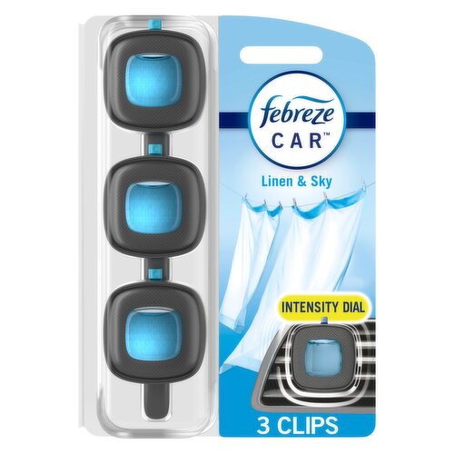 Febreze Car Air Freshener, Odor-Fighting Automotive Vent Clip, Linen & Sky Scent, 1 Count