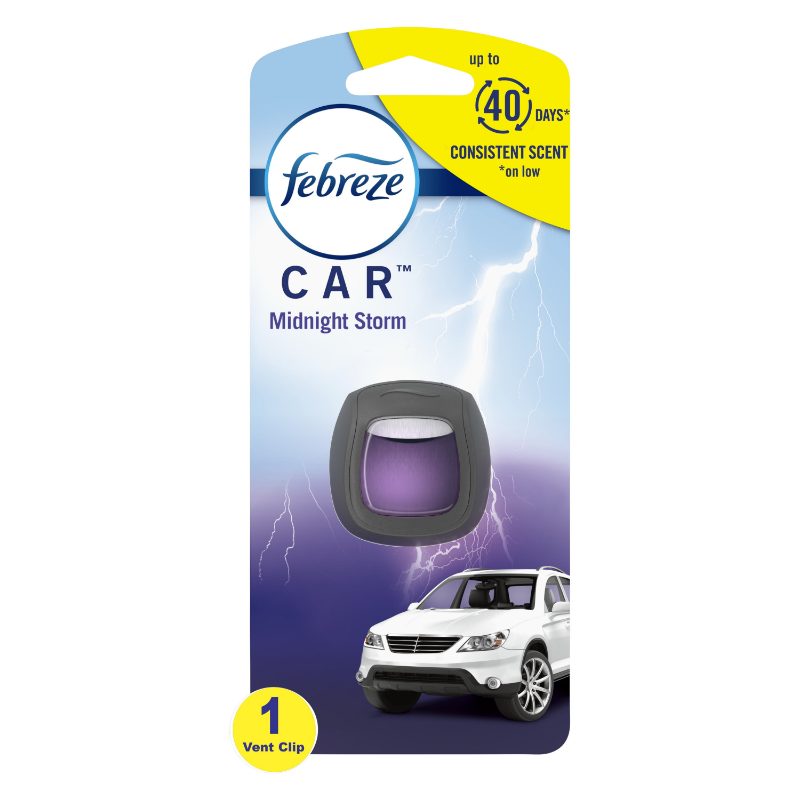 Febreze Car Air Freshener Vent Clip, Midnight Storm, 1 count