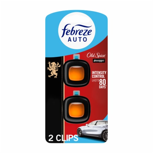Febreze AUTO Air Freshener, Odor-Fighting Automotive Vent Clip, Old Spice Swagger Scent, 2 Count