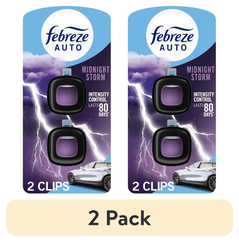 Febreze AUTO Air Freshener Vent Clip Midnight Storm Scent, 2ml Car Vent Clip, Pack of 3
