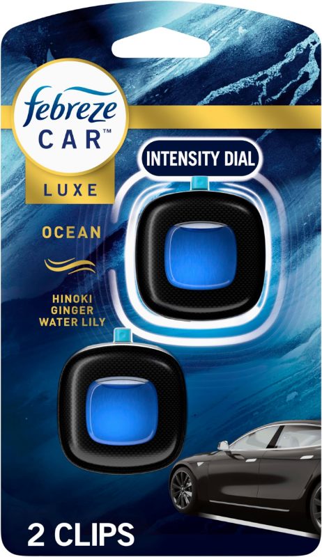 Febreze Car Ocean Scent Air Freshener Vent Clip, .07 oz. Car Vent Clip, 2 Count