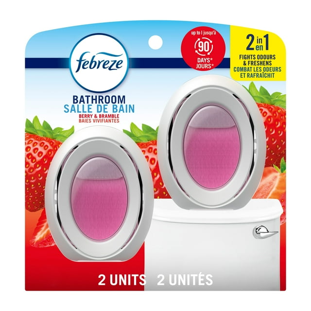 Febreze Bathroom Air Freshener, Odor-Fighting, Berry & Bramble Scent, 2 Count