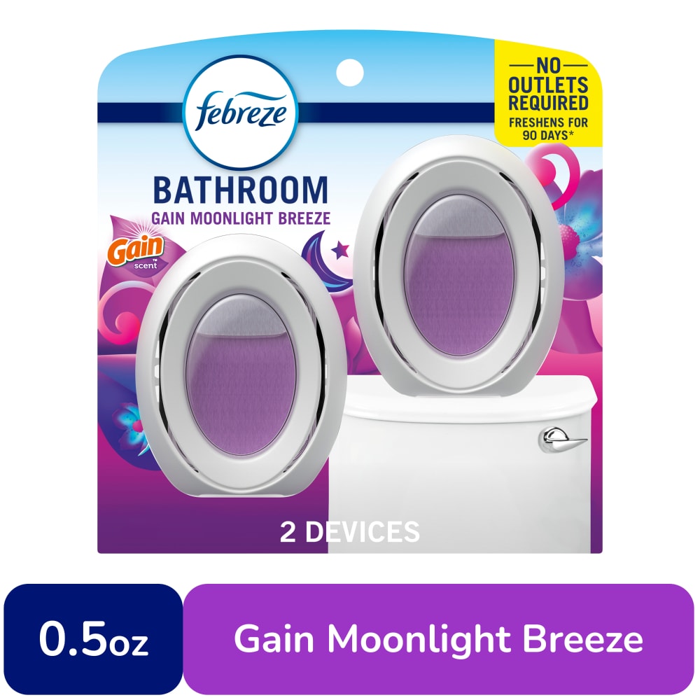 Febreze Bathroom Air Freshener, Odor-Fighting, Gain Moonlight Breeze Scent, 2 Count