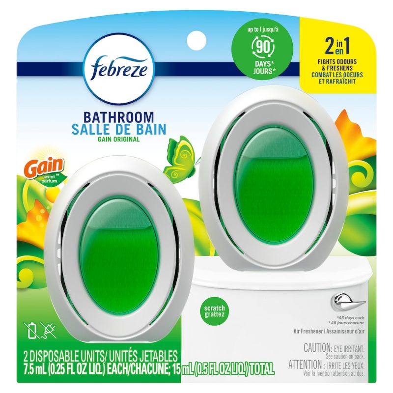 Febreze Bathroom Air Freshener, Odor-Fighting, Gain Original Scent, 2 Count