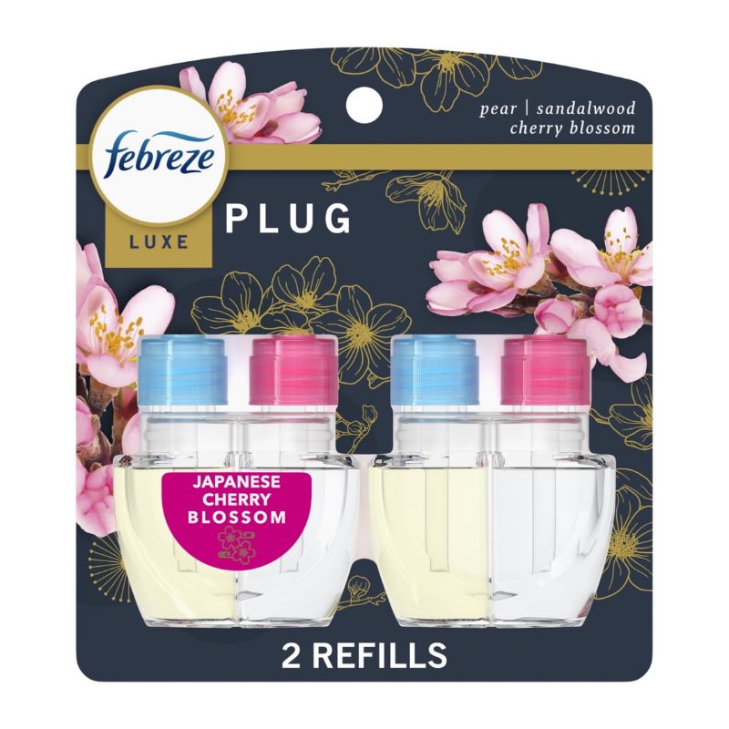 Febreze Plug In Air Freshener, Odor-Fighting Scented Oil Refill, Cherry Blossom, 2 Refill