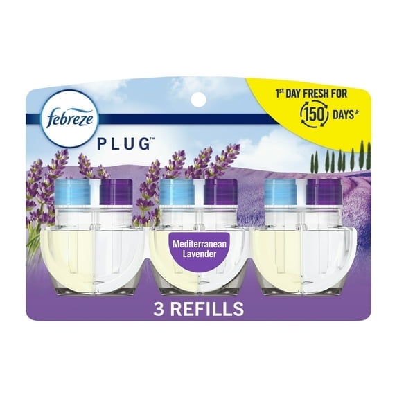 Febreze Plug In Air Freshener, Odor-Fighting Scented Oil Refill, Mediterranean Lavender, 2 Refills
