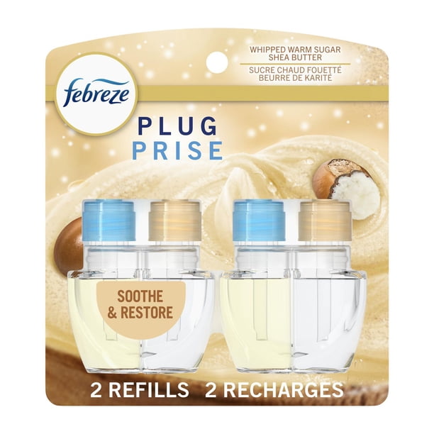 Febreze Plug In Air Freshener, Odor-Fighting Scented Oil Refill, Soothe & Restore Scent, 2 Refills